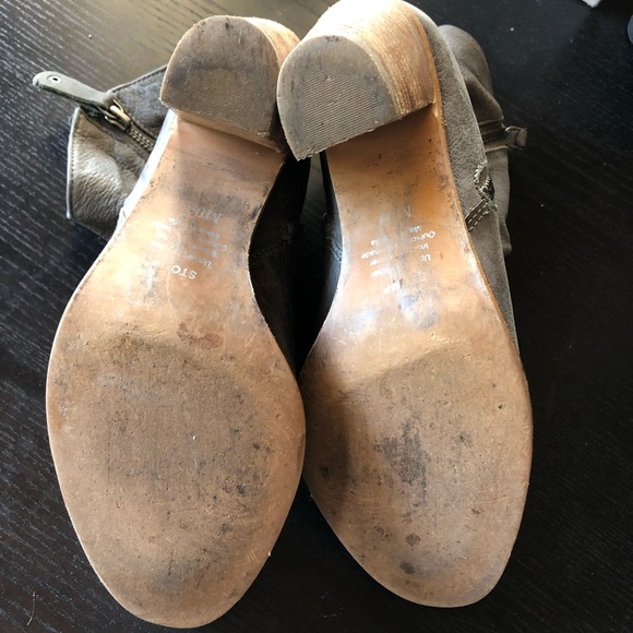 Rebels Stomp western style ankle boot greyish olive color leather wood heel 9 - Picture 8 of 10